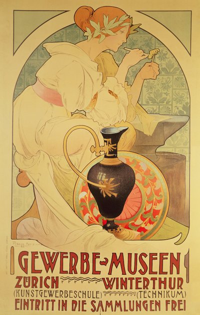 Póster publicitario del Gewerbe Museen, Zúrich de Unbekannt Unbekannt